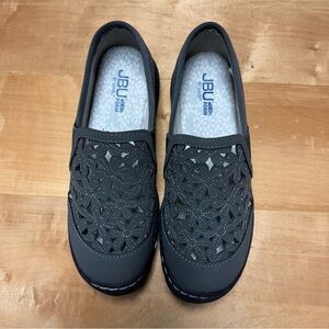 JBU Charcoal Cut-Out Slip-Ons. Size 6.5